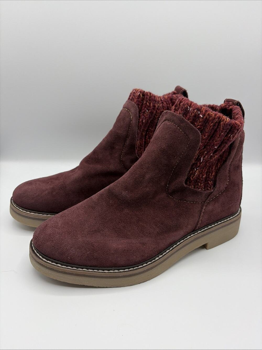 Comfortiva Rawnie Burgundy Suede Leather Flat Ankle Boots - Women's 6.5 M NWT